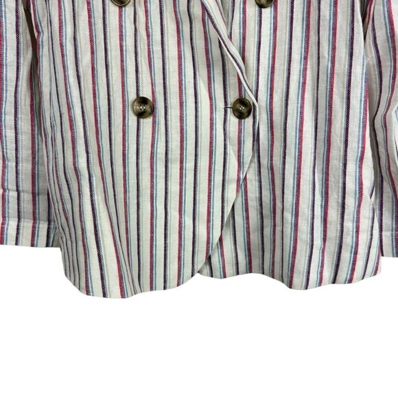 Anthropologie Dolan Left Coast Anna Double Breasted Linen Striped Blazer Medium - Picture 4 of 12